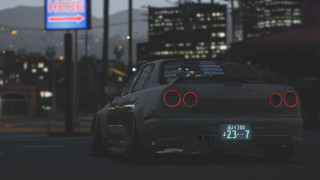 Car neon lit parking lot - a neon free wallpaper