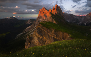 Mountain range grassy field sunset - derold page free wallpaper