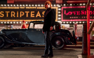 Man car city night street - free vintage wallpaper