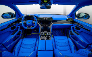 Blue car seats steering dashboard - wheel and dashboard free wallpaper