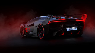 Black red sports car smoke 2 - back end free wallpaper for desktop