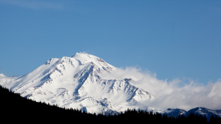 Snow covered mountain trees blue - free mountains wallpaper for desktop