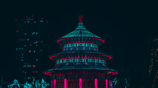 Lit tower cityscape neon hologram - an zhengwen free wallpaper