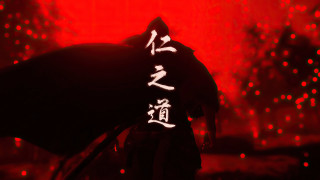 Man red background red moon - a black outfit free wallpaper