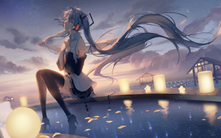 Woman sitting ledge sky city - a ledge free wallpaper