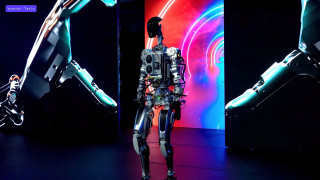 Robot neon hologram cybernetics mecha - a neon light behind free wallpaper