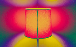 Red lamp yellow green floor - chromatic aberration free wallpaper
