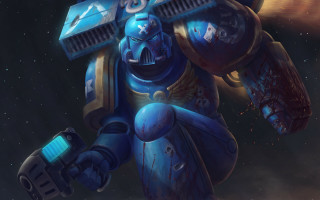 Blue yellow warhammer space astronaut - bayard wu free wallpaper
