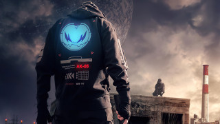 Man cyberpunk cityscape blue light - adam saks free wallpaper for desktop