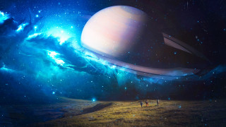 Sky stars planet moon astronaut - free sci-fi wallpaper for desktop
