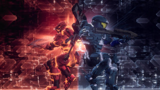 Robots fighting futuristic red light - a red light in the background free wallpaper for desktop
