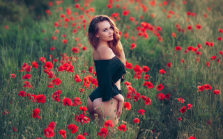 Woman flower field impressionist romanticism - anna hotchkis free wallpaper