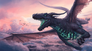 Dragon flying sky birds fantasy - a sky background behind free wallpaper