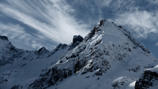 Mountain snowy peak cloudy sky - tall peak free wallpaper