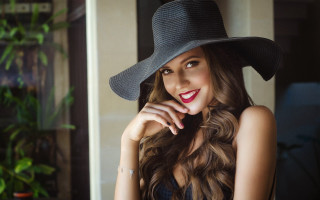 Woman hat smiling portrait fashion - free portrait wallpaper for desktop