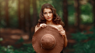Woman hat forest sunlight fashion - the background and sunlight free wallpaper