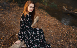 Woman black dress river trees - elizabeth polunin free wallpaper