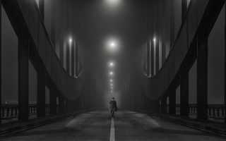 Dark street night foggy sky - a foggy sky free wallpaper