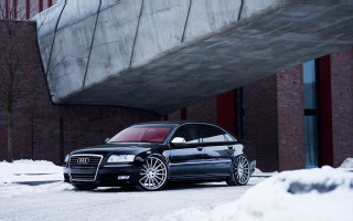 Black car snowy building bridge - caspar wolf free wallpaper for desktop