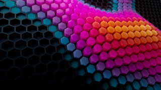 Colorful hexagons abstract 3d render - hexagonal free wallpaper