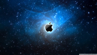 Apple logo space stars blue 3 - a black hole free wallpaper for desktop