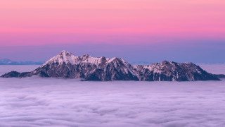 Mountain range clouds sunset city - above the cloud free wallpaper