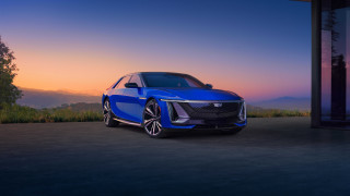 Blue car sunset mountain futurism - a mountain in the background and a sky free wallpaper