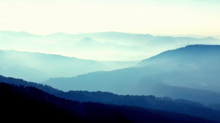 Mountain range hazy sky trees 2 - hazy free wallpaper