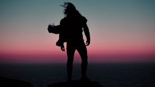 Hilltop ocean sunset bird portrait - elsa bleda free wallpaper