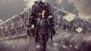 Futuristic woman robot city smoke - cedric peyravernay free wallpaper