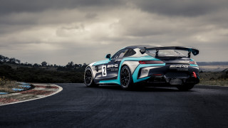 Blue sports car cloudy sky 11 - a surfboard free wallpaper