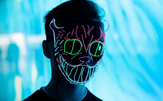 Neon mask cat face cyberpunk - his face free wallpaper