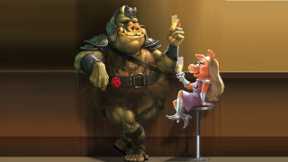 Cartoon character wine squirrel stool - a glass free wallpaper for desktop