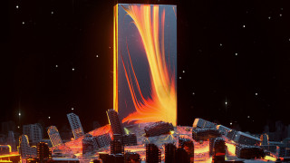 Cityscape aurora fireworks night sky - orange light free wallpaper