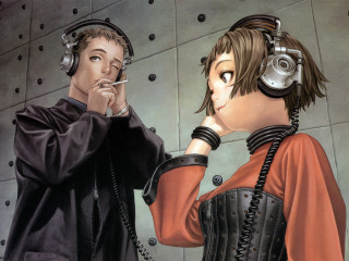 Man woman smoking headphones metal - manga and anime 1 9 9 9 free wallpaper