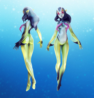 Floating fish girl holography underwater - a mask free wallpaper for tablet