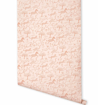 Pink beige deer tree pattern - detail free wallpaper for tablet