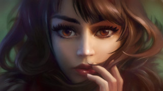 Woman long brown hair serious - charlie bowater free wallpaper