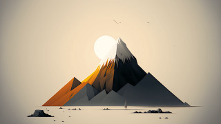 Mountain bird sunset lowpoly gradient - low free wallpaper for desktop