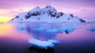 Snowy mountain water icebergs sunset - snow next free wallpaper for desktop
