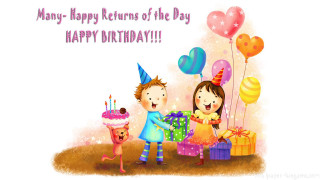 Boy girl birthday cake presents - free happy birthday wallpaper for desktop