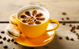 Coffee cookie coffeeBeans woodenTable digitalLyco - a cookie free wallpaper