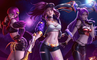 Kda girls starry purple costume - a group of women free wallpaper for desktop