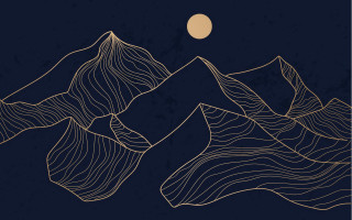 Mountain fullmoon line drawing night - amir zand free wallpaper for desktop