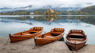 Wooden boats dock lake church - lake free wallpaper