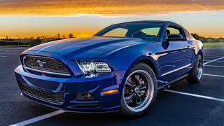Blue mustang sunset parking lot - a blue mustang mustang free wallpaper for desktop