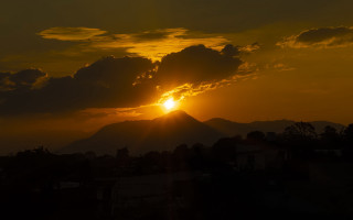 Sunset mountain clouds cityscape reflection - afewerk tekle free wallpaper for desktop