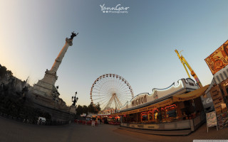 Carnival ferris wheel dusk dawn - charles angrand free wallpaper
