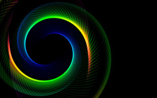 Colorful light swirl black background - a white circle free wallpaper