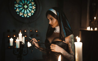 Nun candle cellphone gothic tattoo - a candle free wallpaper